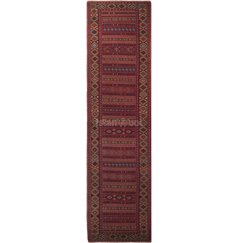 Alfombra Antigua de Lana, Color Naranja con Rojo. Colección Antigua