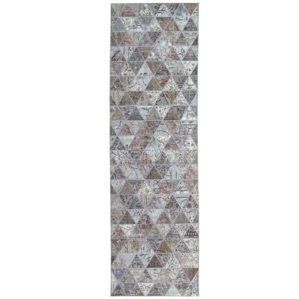 Alfombra Patchwork de Lana Hecha a Mano, Color Café. Colección Kadikoy.