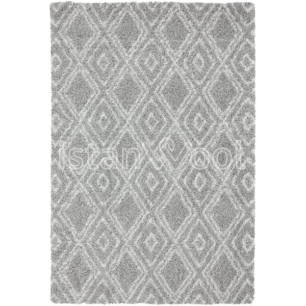 Alfombra Moderna Tipo Shaggy, Gruesa, Pelo Largo, Color Gris. Colección Shaggy.