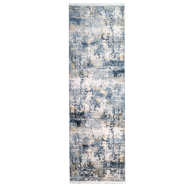 Alfombra Grande Moderna con Diseño, Gruesa, Pelo con Relieve, Color Azul con Amarillo. Colección Ulus.