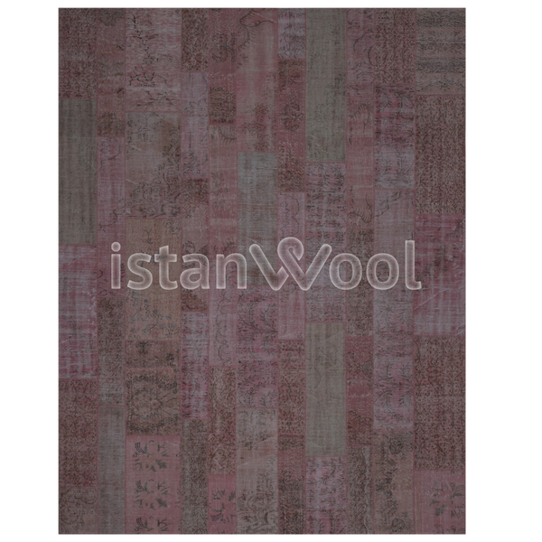 Alfombra grande Patchwork de Lana Hecha a Mano, color Rosada. Colección Kadikoy.
