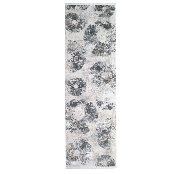 Alfombra Grande Moderna con Diseño, Gruesa, Pelo con Relieve, Color Blanco con Gris. Colección Ulus.