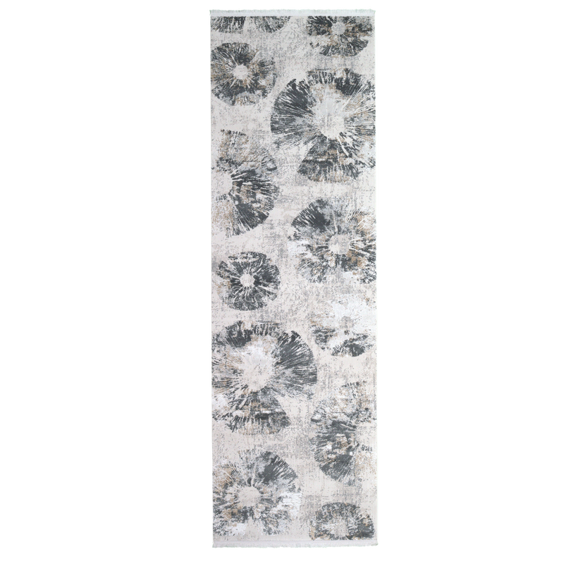 Alfombra Grande Moderna con Diseño, Gruesa, Pelo con Relieve, Color Blanco con Gris. Colección Ulus.