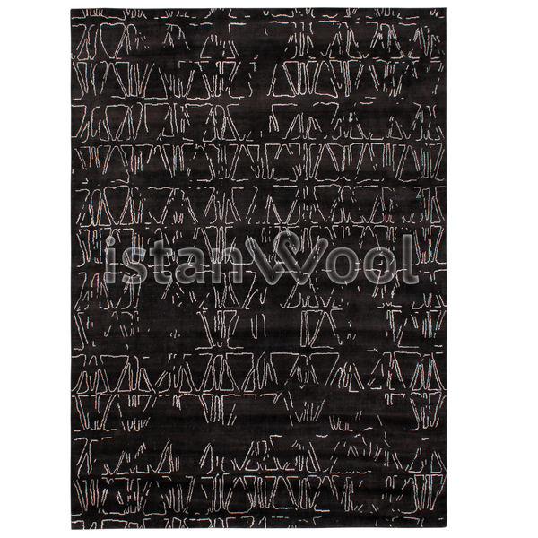 Alfombra Grande Moderna Premium, Gruesa, Pelo con Relieve, Color Negro. Colección Kathmandu.