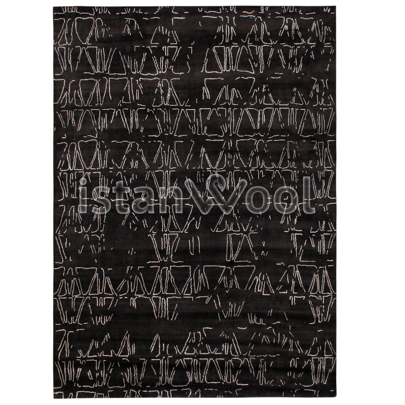 Alfombra Grande Moderna Premium, Gruesa, Pelo con Relieve, Color Negro. Colección Kathmandu.
