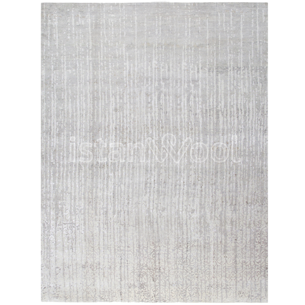 Alfombra Grande Moderna, Gruesa, Pelo con Relieve, Color Blanca.  Colección Everest