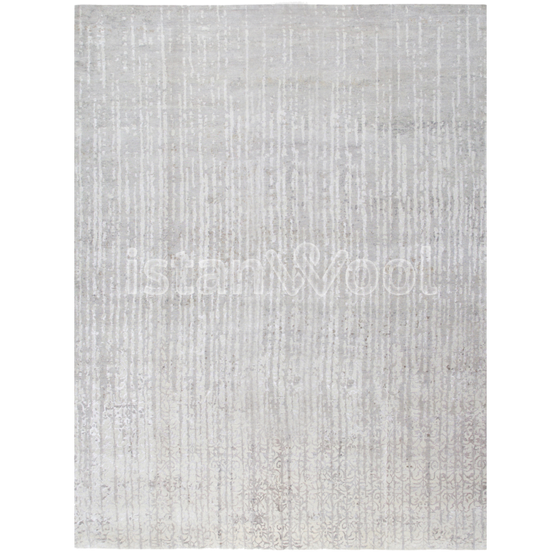 Alfombra Grande Moderna, Gruesa, Pelo con Relieve, Color Blanca.  Colección Everest