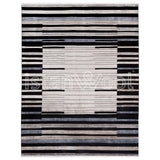 Alfombra Grande Premium Moderna, Gruesa, Pelo con Relieve, Negra con Blanco y Café. Colección Emirgan