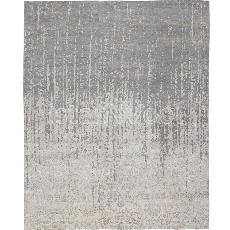 Alfombra Grande Moderna, Gruesa, Pelo con Relieve, Color Gris.  Colección Everest