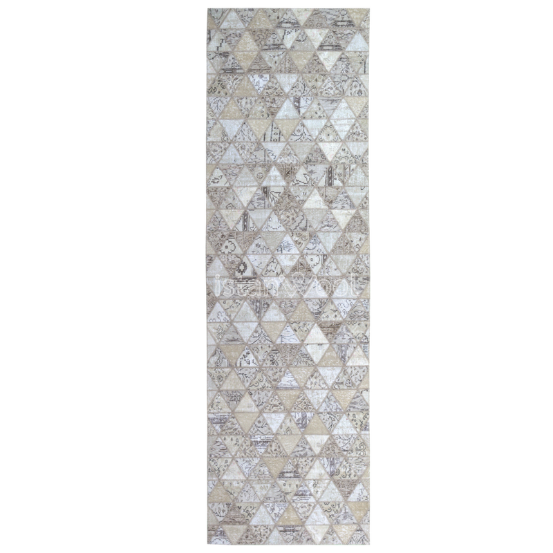 Alfombra Patchwork de Lana Hecha a Mano, Color Café. Colección Kadikoy.