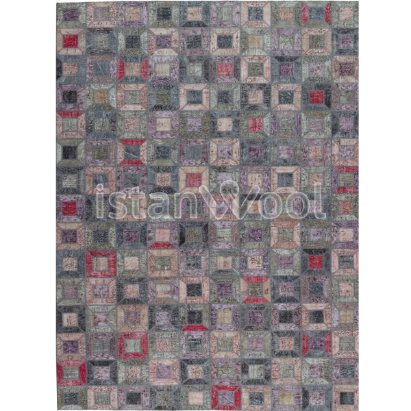 Alfombra Patchwork de Lana Hecha a Mano, Multicolor. Colección Kadikoy.