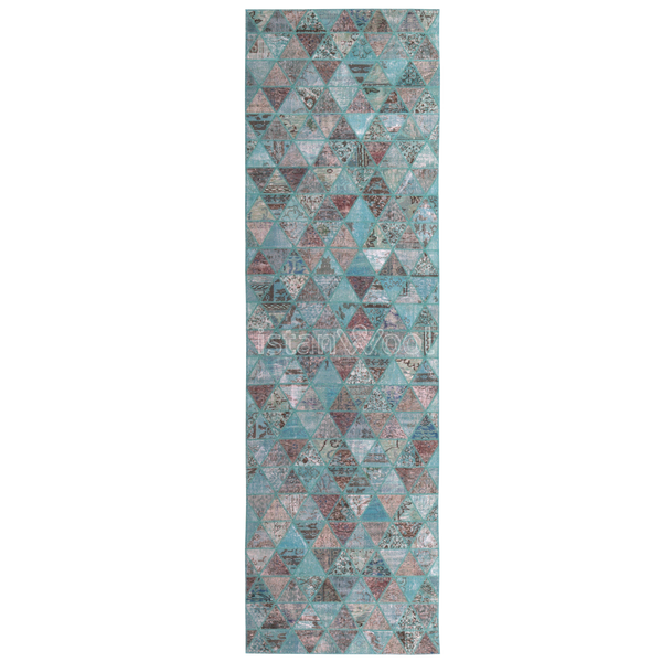 Alfombra Patchwork de Lana Hecha a Mano, Color Calipso. Colección Kadikoy.