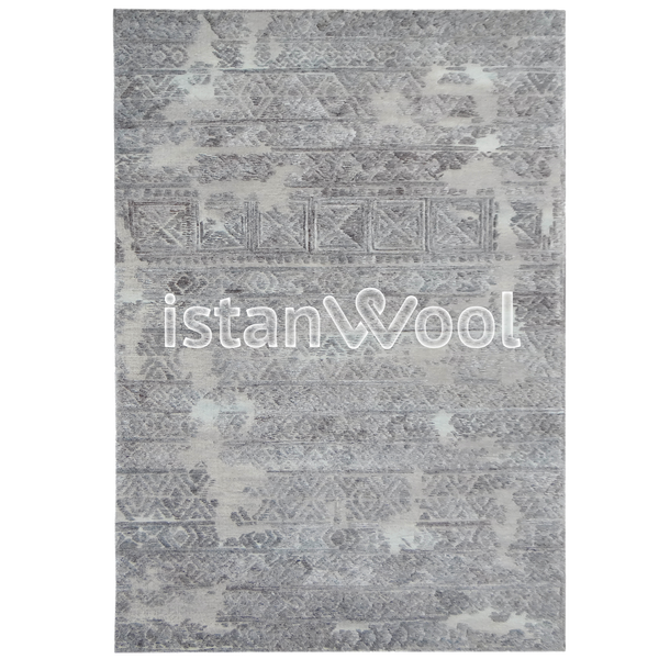 Alfombra Grande tipo Boucle, Gruesa, Pelo con Relieve, Color Gris. Colección Tibet.