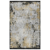 Alfombra Moderna Estilo Antiguo, Gruesa, Pelo con Relieve, Color Negro con Dorado. Colección Ortakoy