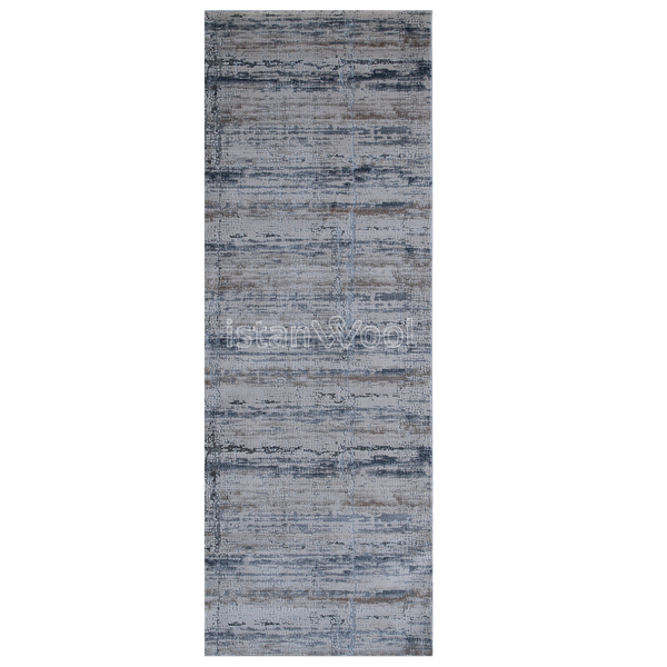Alfombra Moderna de Pasillo, Gruesa, Pelo con Relieve, Gris con Café. Colección Atakoy