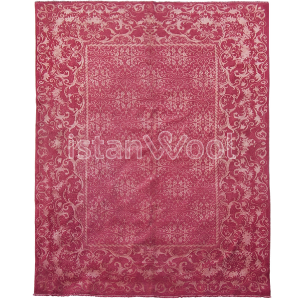 Alfombra Antigua de Lana, Color Rosado. Colección Antigua
