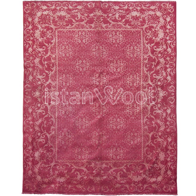 Alfombra Antigua de Lana, Color Rosado. Colección Antigua