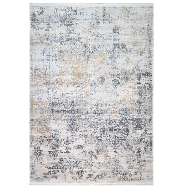 Alfombra Grande Moderna con Diseño, Gruesa, Pelo con Relieve, Color Gris con Café. Colección Ulus.