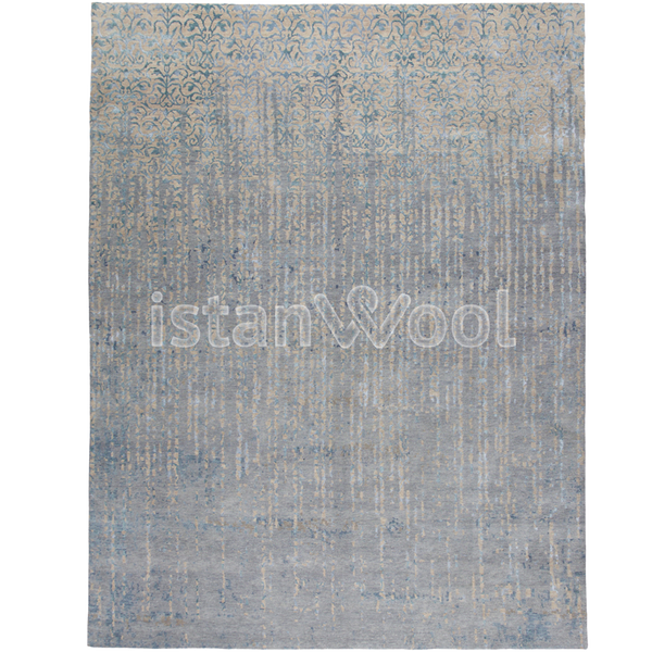 Alfombra Grande Moderna, Gruesa, Pelo con Relieve, Color gris con beige.  Colección Everest
