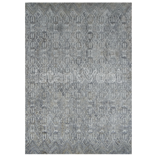 Alfombra Grande tipo Boucle, Gruesa, Pelo con Relieve, Color Gris. Colección Tibet.