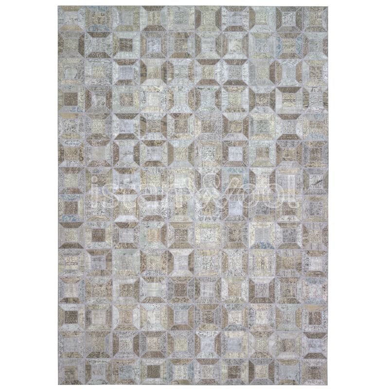 Alfombra Patchwork de Lana Hecha a Mano, color Café. Colección Kadikoy.