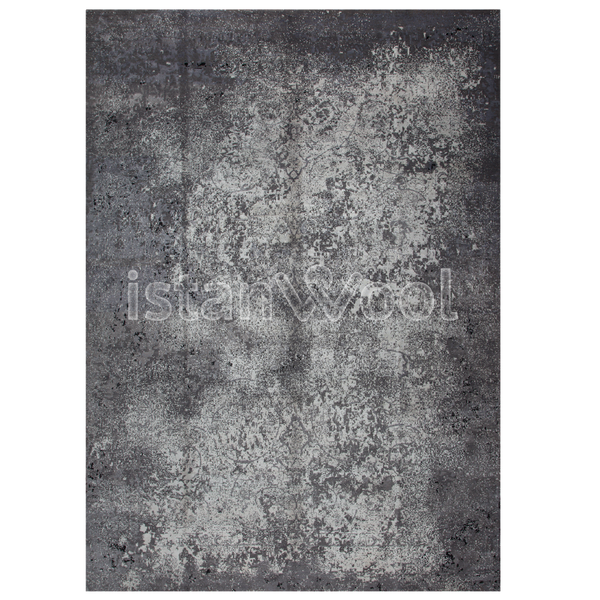 Alfombra Grande Moderna, Gruesa, Pelo con Relieve, Color Gris con Negro.  Colección Everest