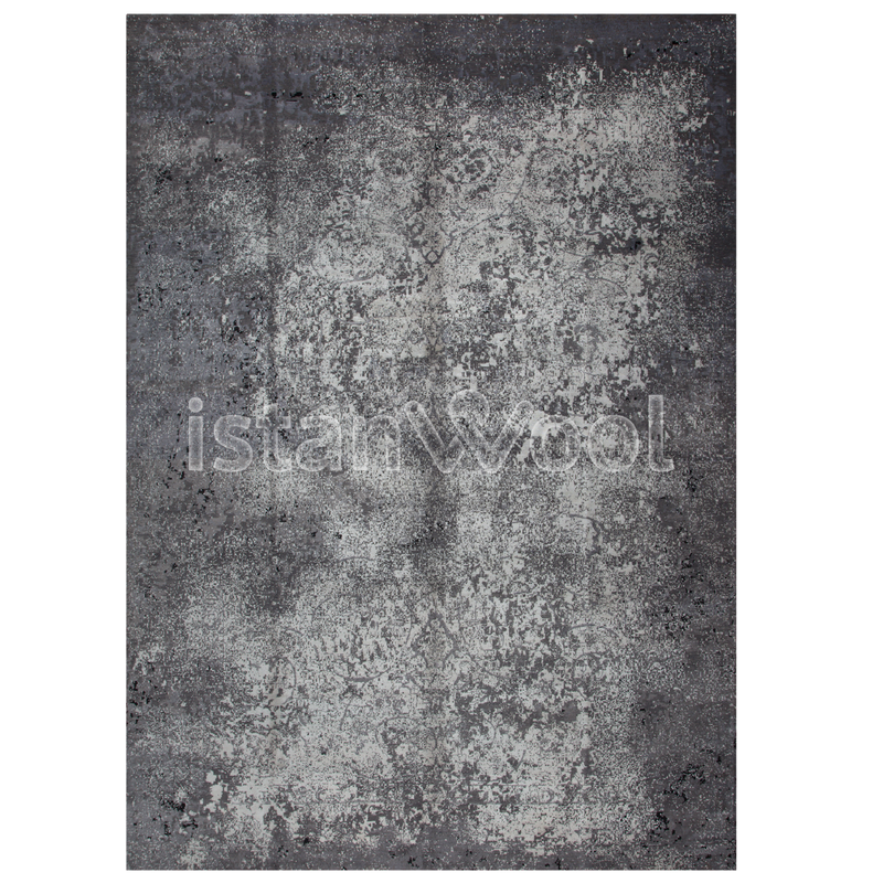 Alfombra Grande Moderna, Gruesa, Pelo con Relieve, Color Gris con Negro.  Colección Everest