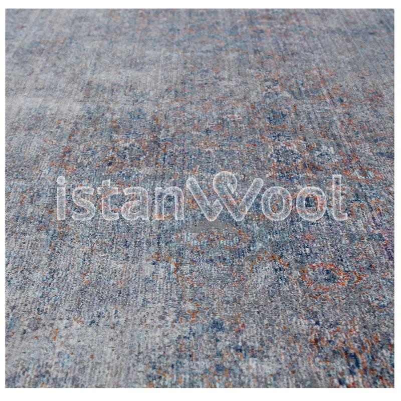 Alfombra Moderna, Gruesa, Pelo Corto, Color Azul con Café. Colección Riva.