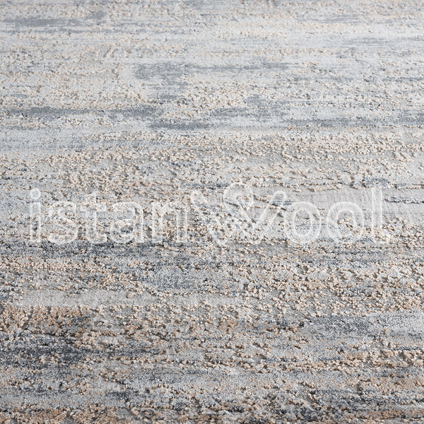 Alfombra Grande Moderna, Gruesa, Pelo con Relieve, Color Gris con Café. Colección Ulus.