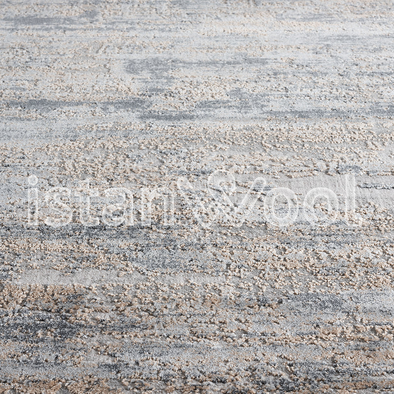 Alfombra Grande Moderna, Gruesa, Pelo con Relieve, Color Gris con Café. Colección Ulus.