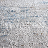 Alfombra Grande Moderna, Gruesa, Pelo con Relieve, color Azul con Gris. Colección Ulus.