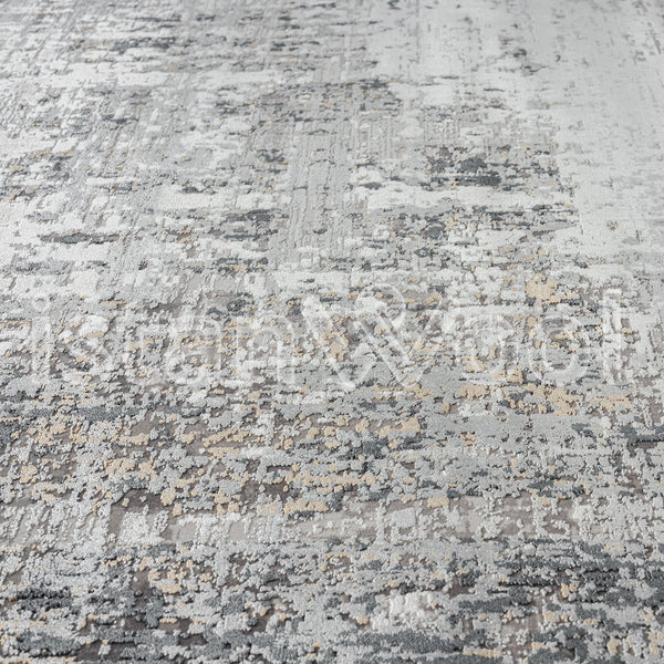 Alfombra Grande Moderna, Gruesa, Pelo con Relieve, Color Gris con Café. Colección Bebek.