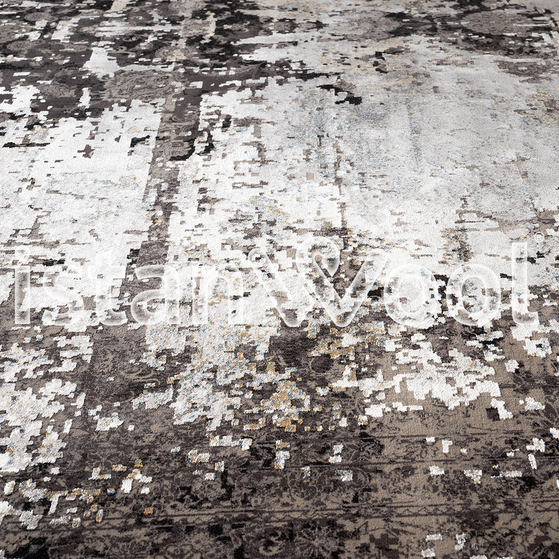 Alfombra Grande Premium Moderna Estilo Antiguo, Gruesa, Pelo con Relieve, Café. Colección Emirgan