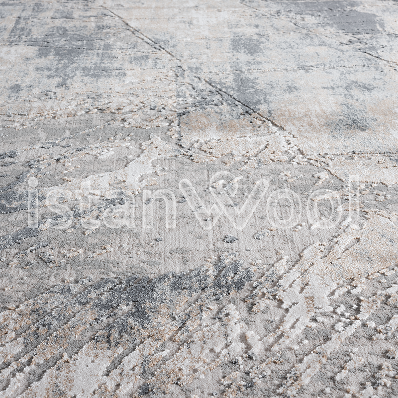 Alfombra Grande Moderna con Diseño, Gruesa, Pelo con Relieve, Color Gris con Café. Colección Ulus.