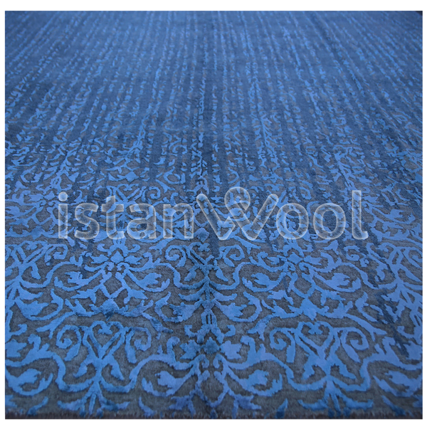 Alfombra Grande Moderna, Gruesa, Pelo con Relieve, Color Azul. Colección Everest