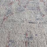 Alfombra Grande Moderna, Gruesa,  Pelo con Relieve, Gris con Azul y Rojo. Colección Ulus.
