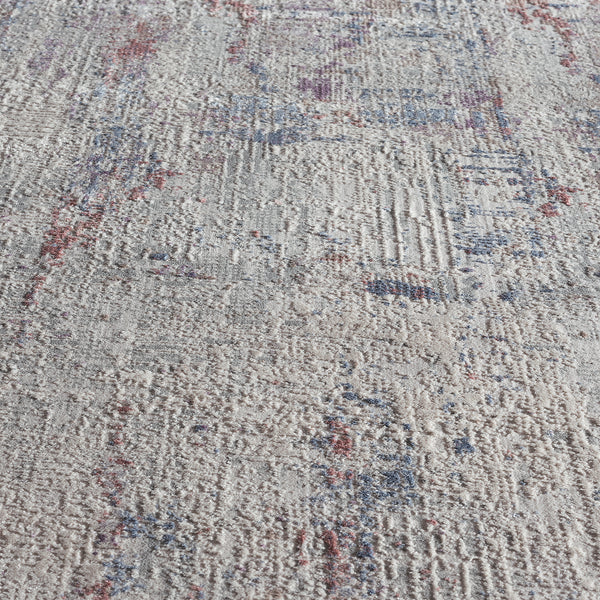 Alfombra Grande Moderna, Gruesa,  Pelo con Relieve, Gris con Azul y Rojo. Colección Ulus.