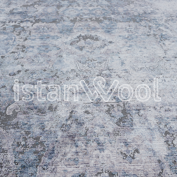 Alfombra Moderna Con Diseño, Gruesa, Pelo con Relieve, Color Azul. Colección Riva