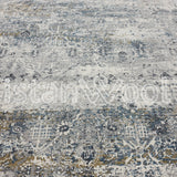 Alfombra Grande Moderna con Diseño Antiguo, Gruesa, Pelo con Relieve, Color Gris con Azul. Colección Ulus.