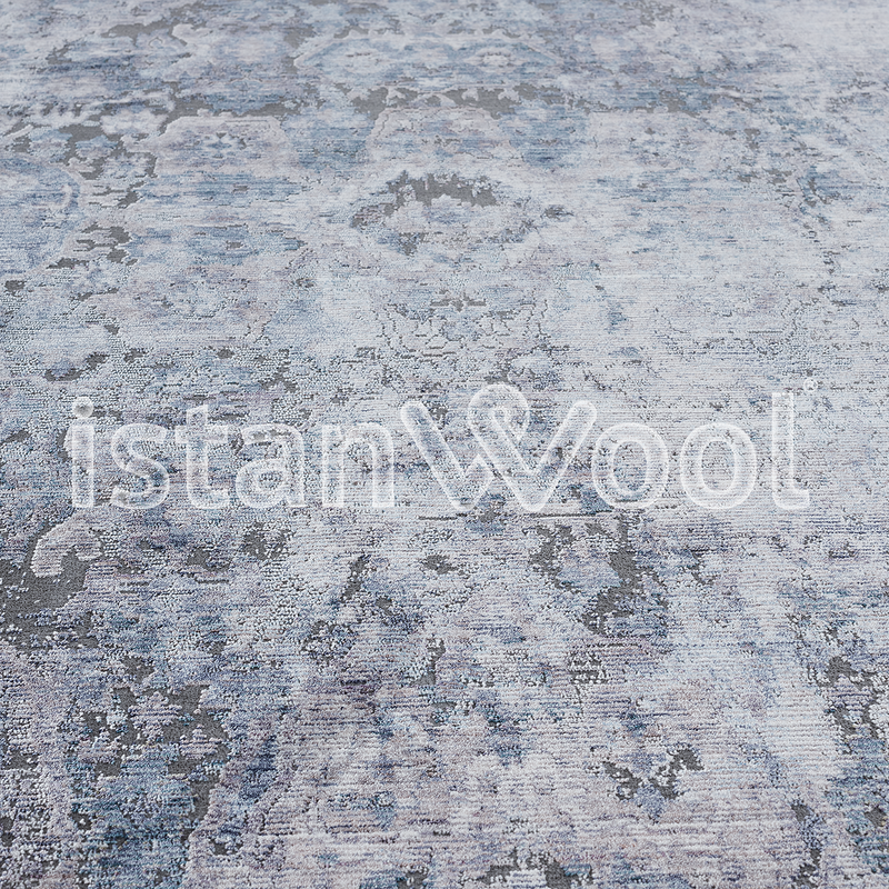 Alfombra Moderna Con Diseño, Gruesa, Pelo con Relieve, Color Azul. Colección Riva