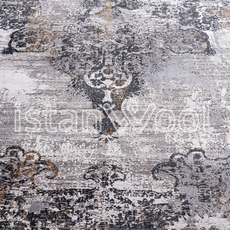 Alfombra Grande Moderna con Diseño Tradicional, Gruesa, Pelo con Relieve, Color Café. Colección Bebek.