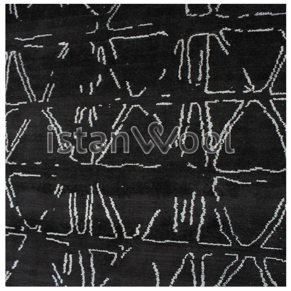 Alfombra Grande Moderna Premium, Gruesa, Pelo con Relieve, Color Negro. Colección Kathmandu.