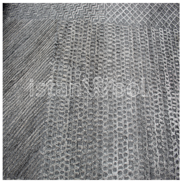 Alfombra Grande Moderna Premium, Gruesa, Pelo con Relieve, Color Gris. Colección Kathmandu.