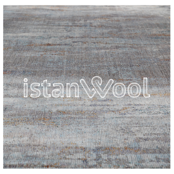 Alfombra Moderna, Gruesa,  Pelo con Relieve, Color Azul con Café. Colección Riva.