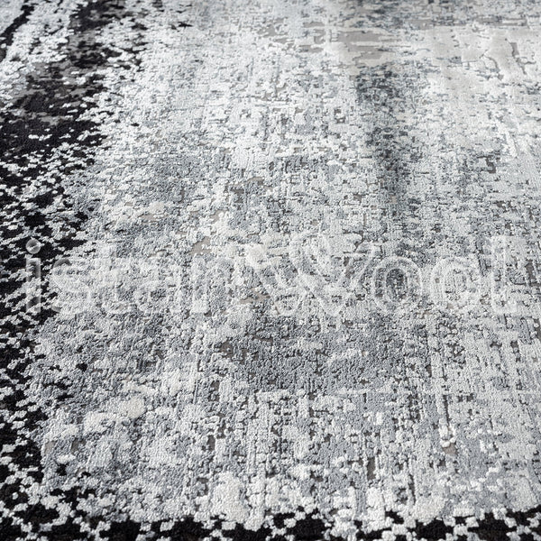 Alfombra Moderna, Gruesa, Pelo con Relieve, Color Gris con Negro. Colección Bebek.