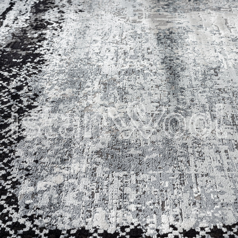 Alfombra Moderna, Gruesa, Pelo con Relieve, Color Gris con Negro. Colección Bebek.