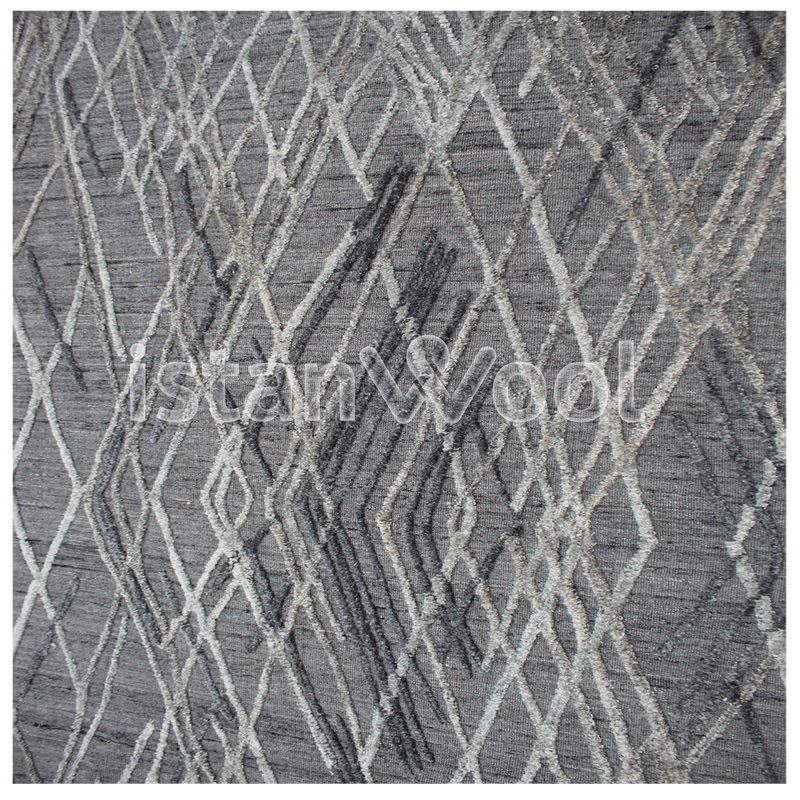 Alfombra Grande Moderna Premium, Gruesa, Pelo con Relieve, Color Gris. Colección Kathmandu.