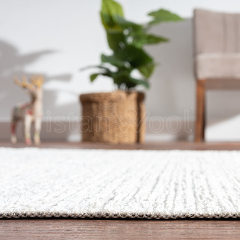 Alfombra Moderna Lisa Gruesa, Pelo Corto, Color Blanca. Colección Riva.