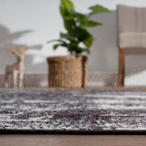 Alfombra Moderna Estilo Antiguo, Gruesa, Pelo con Relieve, Color Negro. Colección Ortakoy.