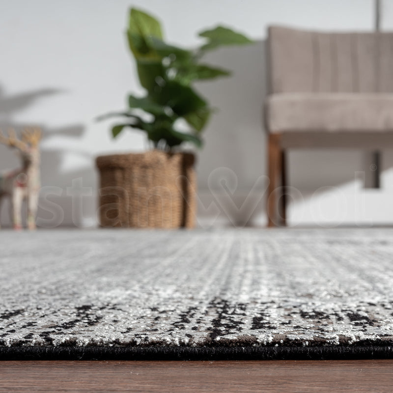Alfombra Grande Moderna, Gruesa, Pelo con Relieve, Color Negro. Colección Bebek.